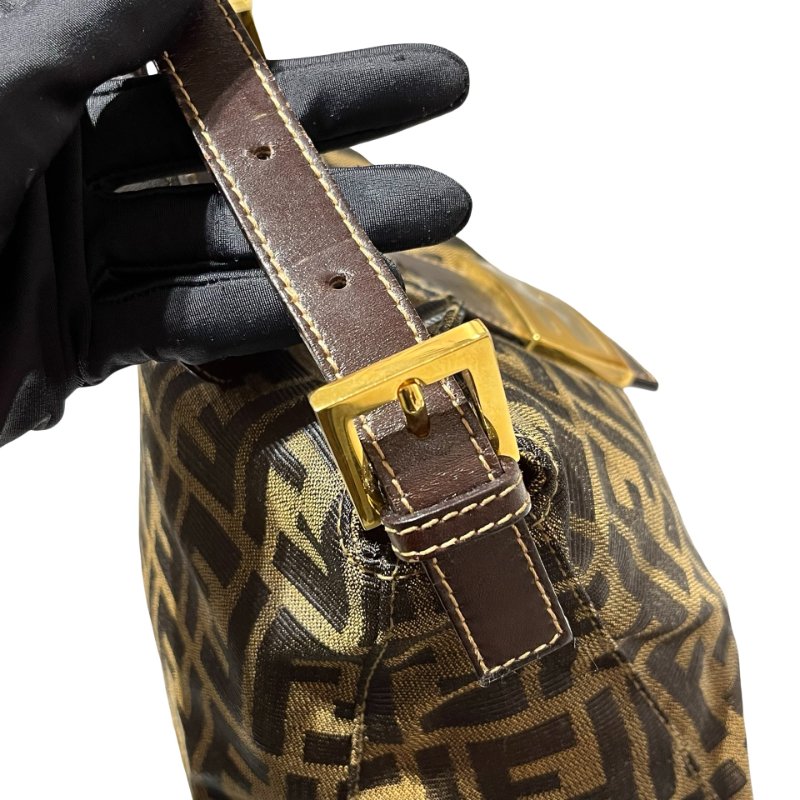 Fendi Canvas Hobo Bag Brown GHW-5