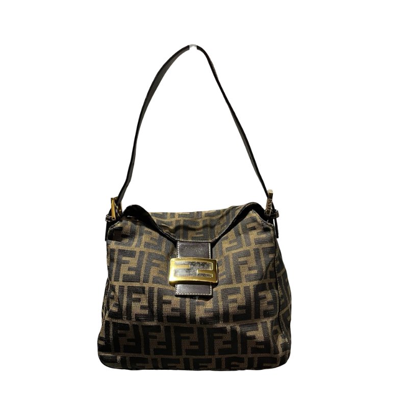 Fendi Canvas Hobo Bag Brown GHW-10