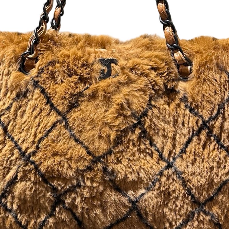 Used CHANEL Vintage Handbag Brown Black-4