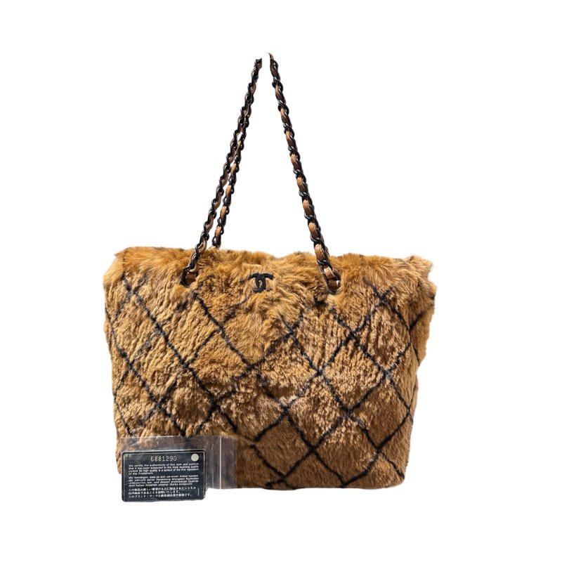 Used CHANEL Vintage Handbag Brown Black-6