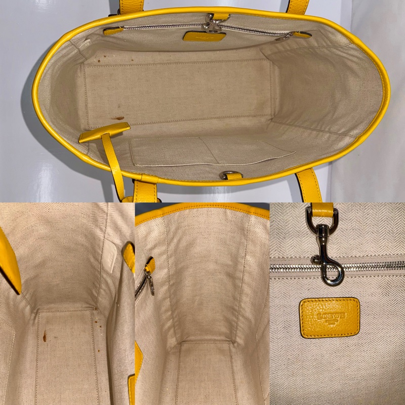 LOEWE 皮革黃色手提包-4