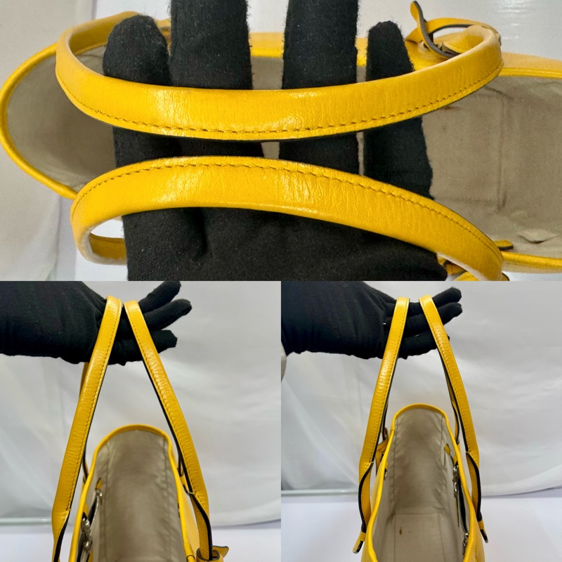 LOEWE 皮革黃色手提包-5