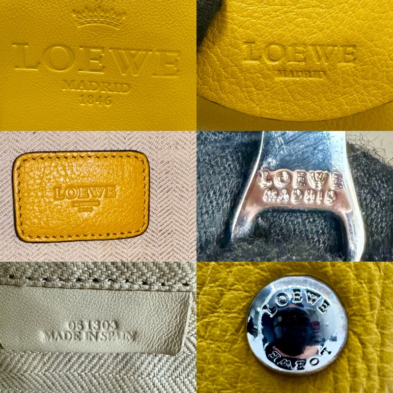 LOEWE 皮革黃色手提包-6
