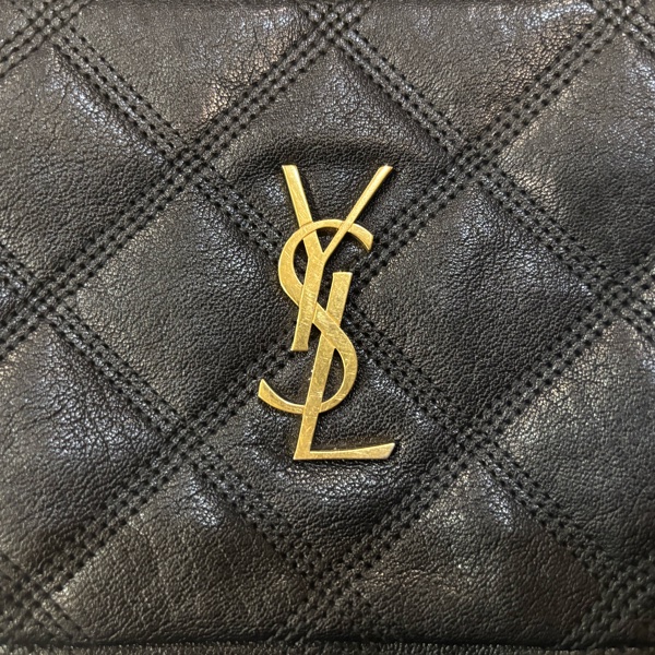 Saint Laurent 聖羅蘭 608941 Becky Zip 菱格紋小羊皮雙拉鍊相機包 黑色-5
