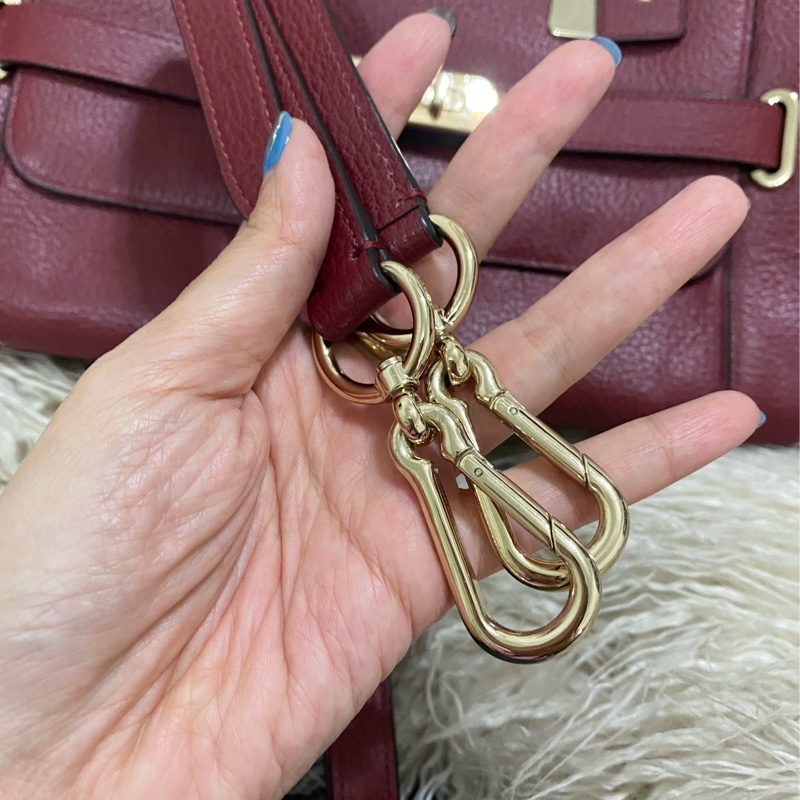 全新未使用coach 全真皮手提肩背包（酒紅）-5