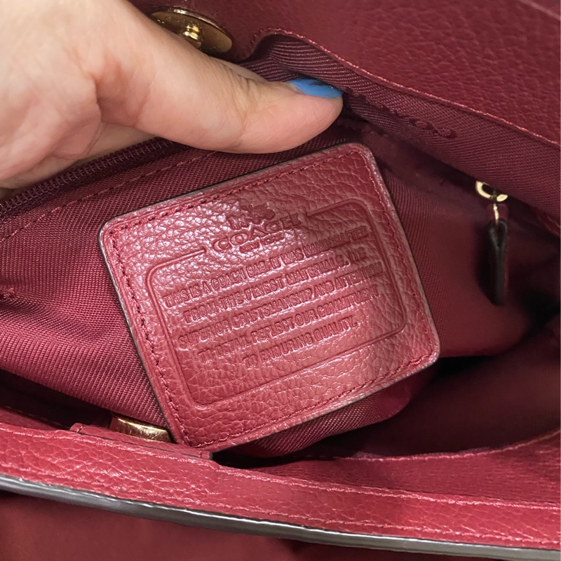 全新未使用coach 全真皮手提肩背包（酒紅）-12