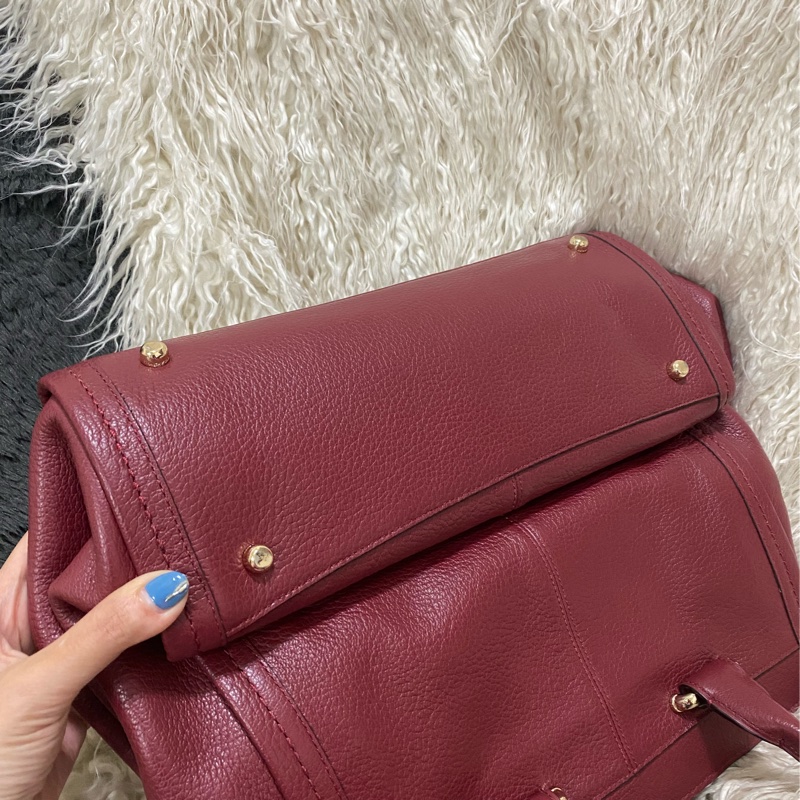 全新未使用coach 全真皮手提肩背包（酒紅）-15