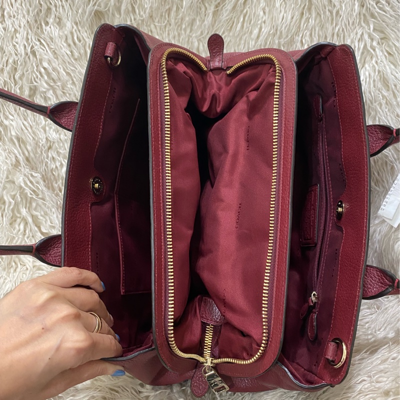 全新未使用coach 全真皮手提肩背包（酒紅）-16