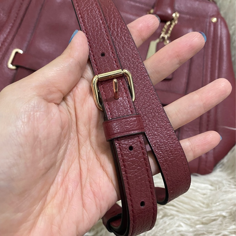 全新未使用coach 全真皮手提肩背包（酒紅）-20
