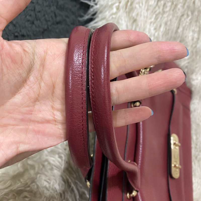 全新未使用coach 全真皮手提肩背包（酒紅）-24