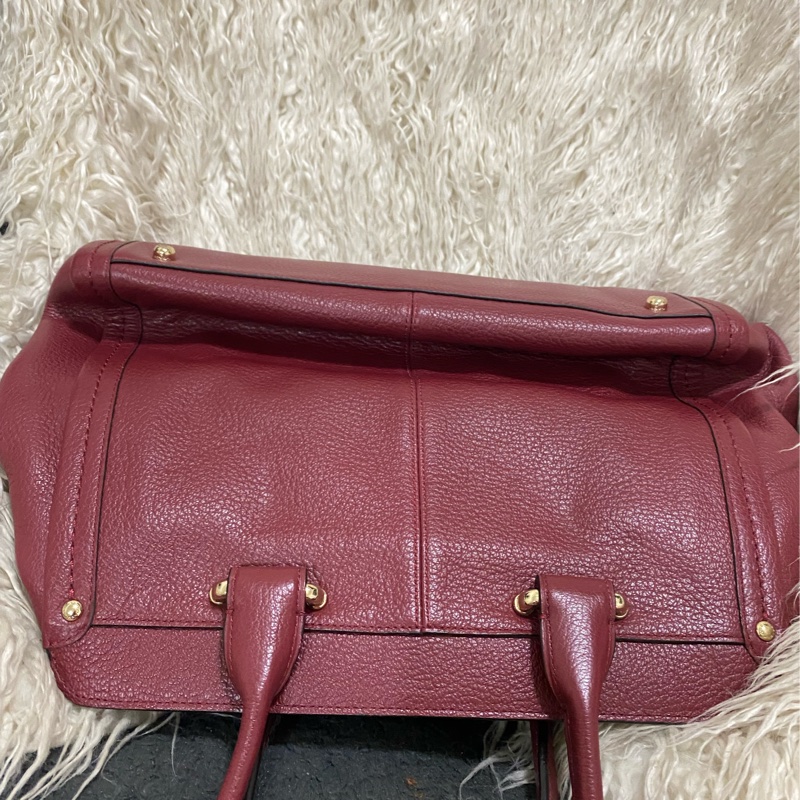 全新未使用coach 全真皮手提肩背包（酒紅）-25