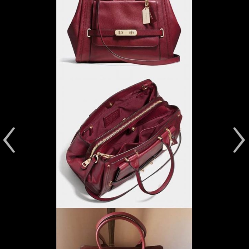 全新未使用coach 全真皮手提肩背包（酒紅）-28