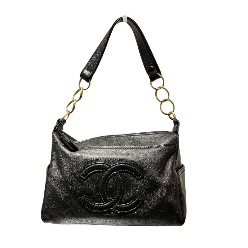Used CHANEL Vintage Hobo Hobo Bag Black GHW-0