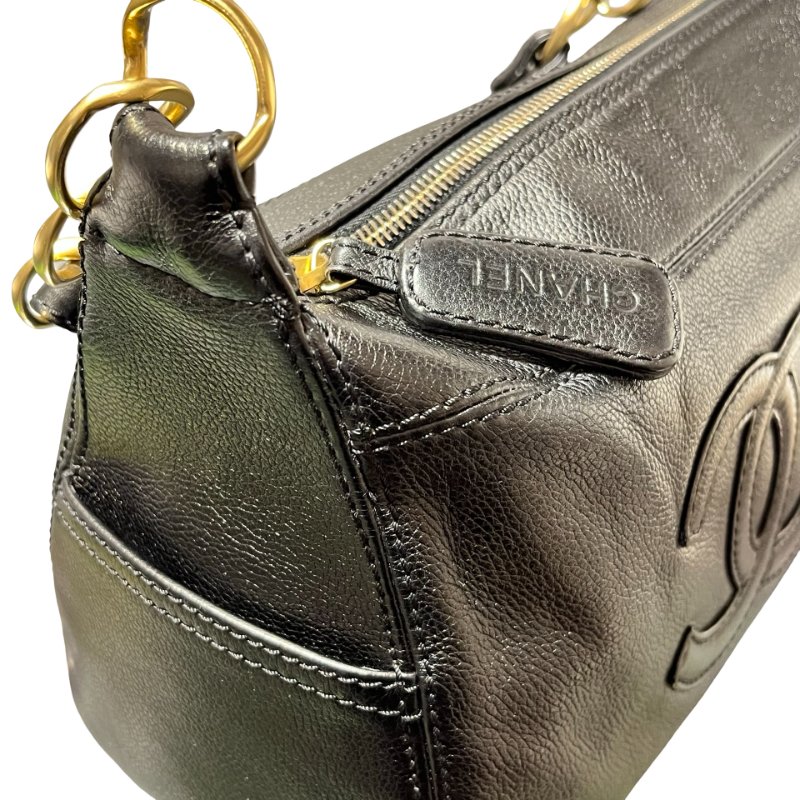 Used CHANEL Vintage Hobo Hobo Bag Black GHW-6