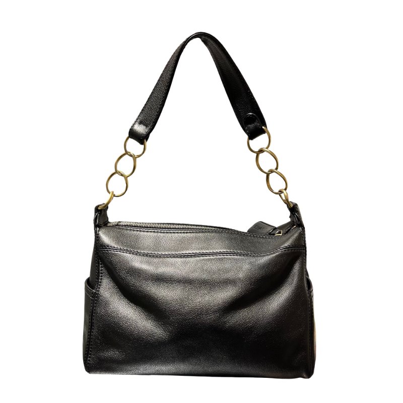 Used CHANEL Vintage Hobo Hobo Bag Black GHW-12