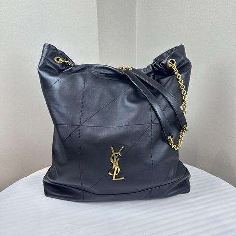 聖羅蘭 YSL Jamie 4.3 Pochon 金扣黑色羊皮大號托特包35x10x36cm