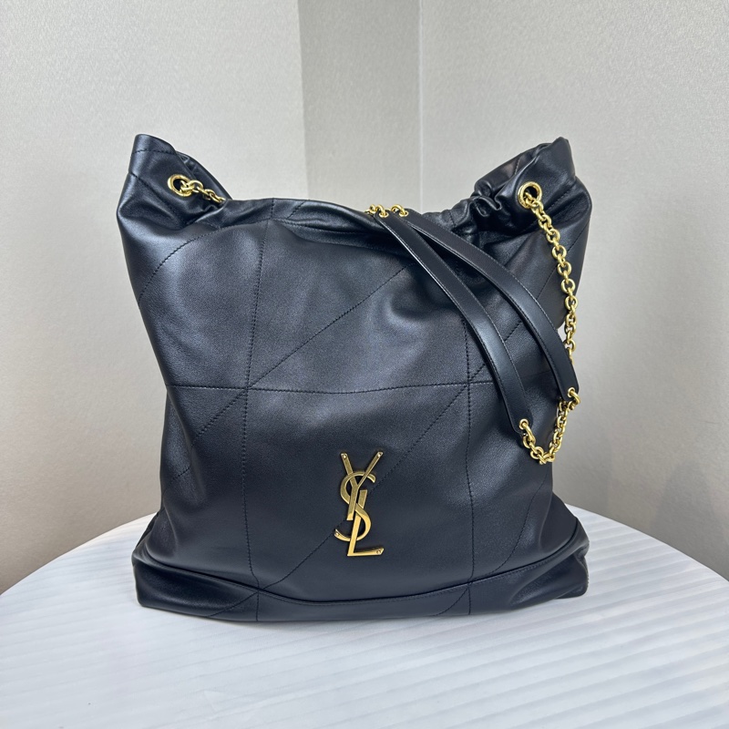 聖羅蘭 YSL Jamie 4.3 Pochon 金扣黑色羊皮大號托特包35x10x36cm-0