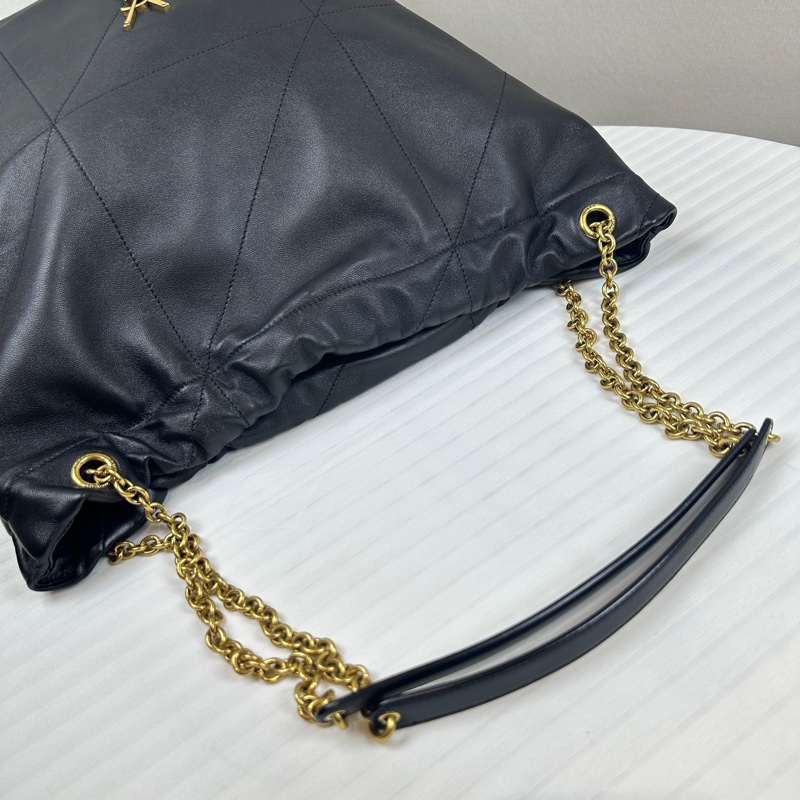 聖羅蘭 YSL Jamie 4.3 Pochon 金扣黑色羊皮大號托特包35x10x36cm-2