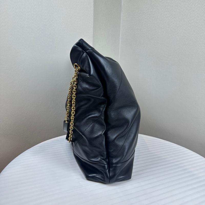 聖羅蘭 YSL Jamie 4.3 Pochon 金扣黑色羊皮大號托特包35x10x36cm-4