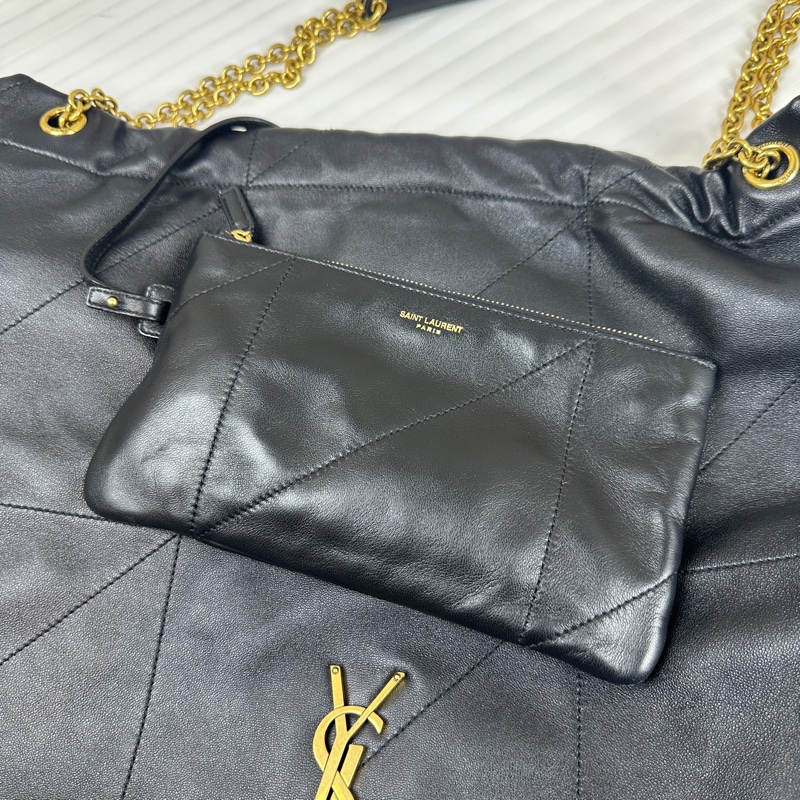 聖羅蘭 YSL Jamie 4.3 Pochon 金扣黑色羊皮大號托特包35x10x36cm-7