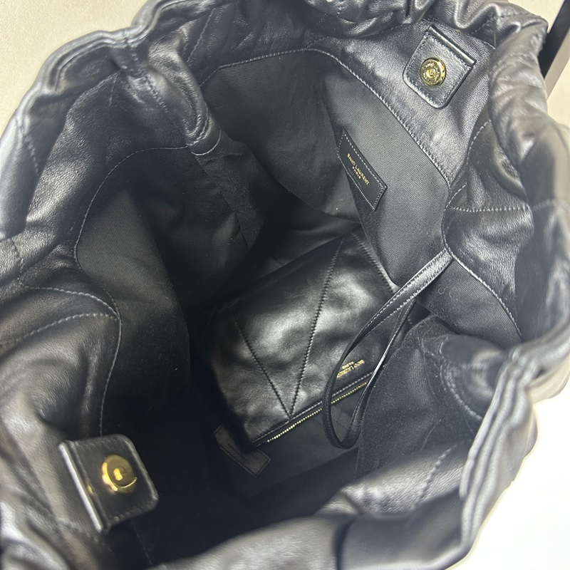 聖羅蘭 YSL Jamie 4.3 Pochon 金扣黑色羊皮大號托特包35x10x36cm-8