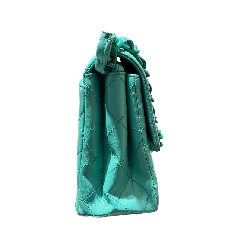 Used CHANEL Vintage flag Flat bag Green GHW-2