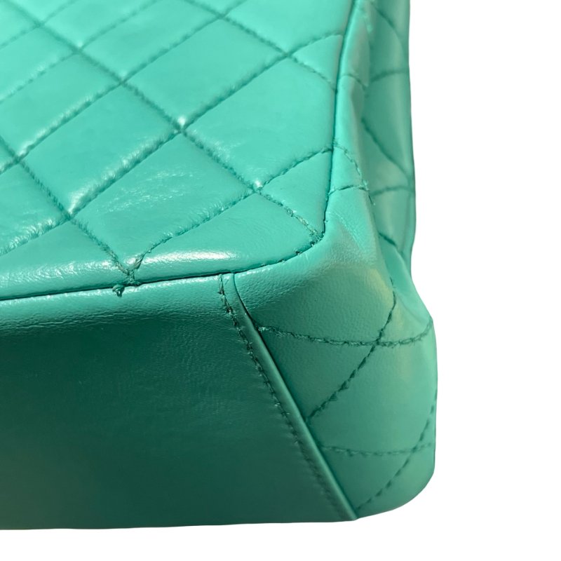 Used CHANEL Vintage flag Flat bag Green GHW-8