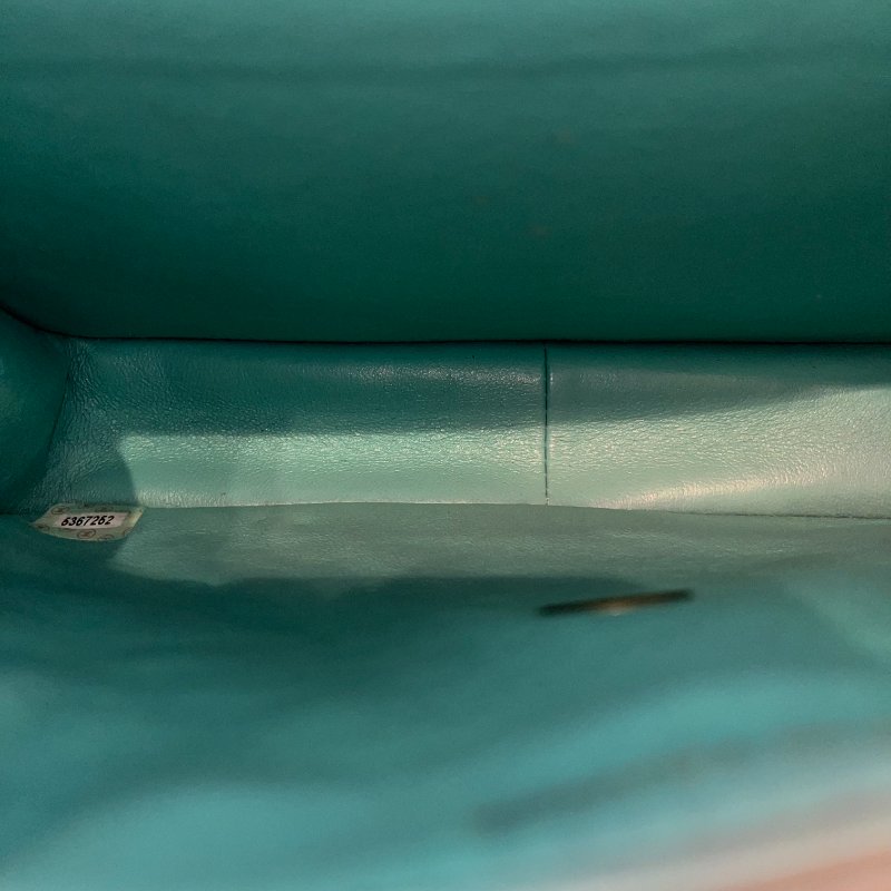 Used CHANEL Vintage flag Flat bag Green GHW-13