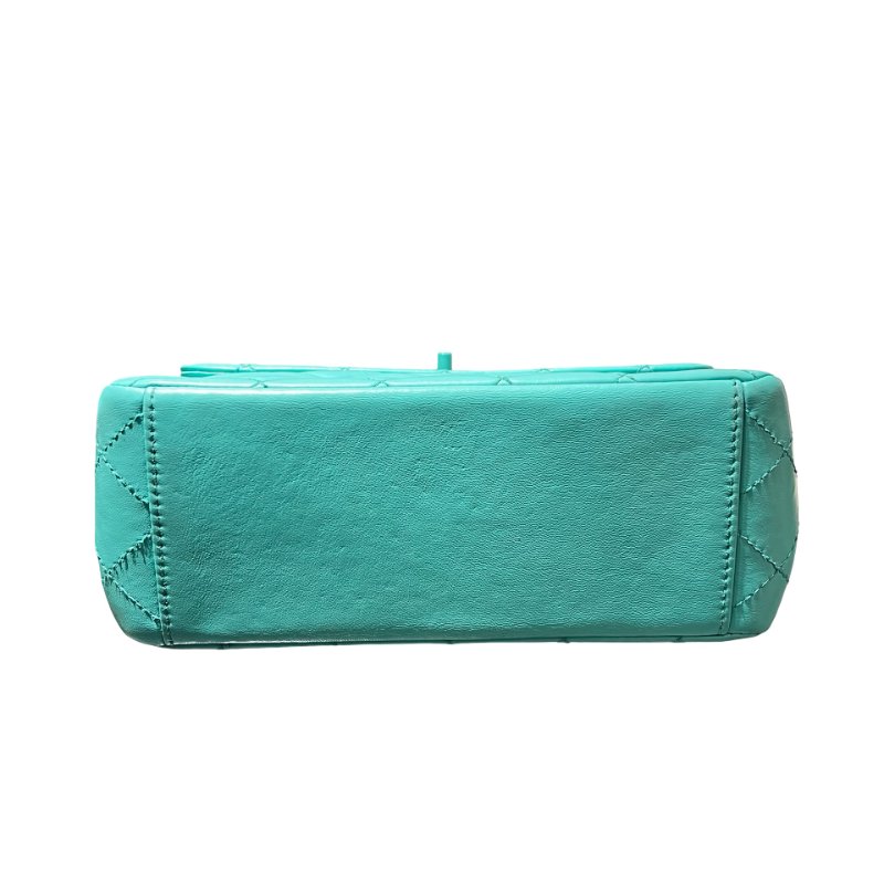 Used CHANEL Vintage flag Flat bag Green GHW-14