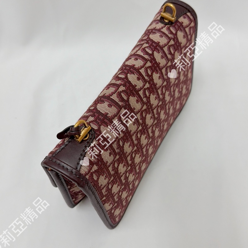 莉亞精品♡ Dior 酒紅老花郵差包 二手美包-4