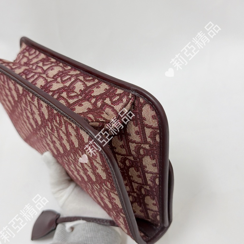莉亞精品♡ Dior 酒紅老花郵差包 二手美包-7