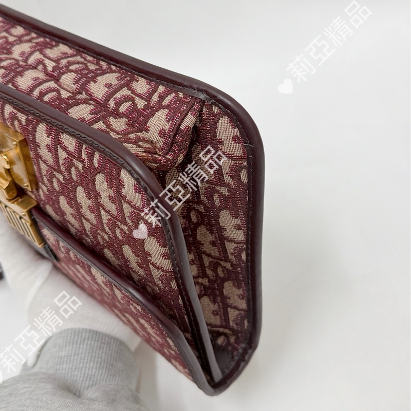 莉亞精品♡ Dior 酒紅老花郵差包 二手美包-10