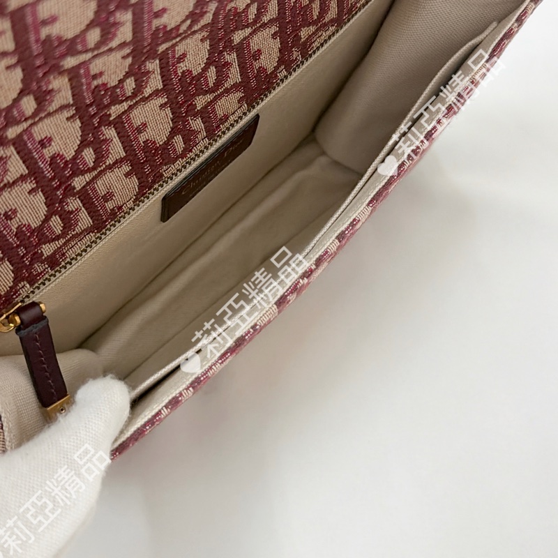 莉亞精品♡ Dior 酒紅老花郵差包 二手美包-13