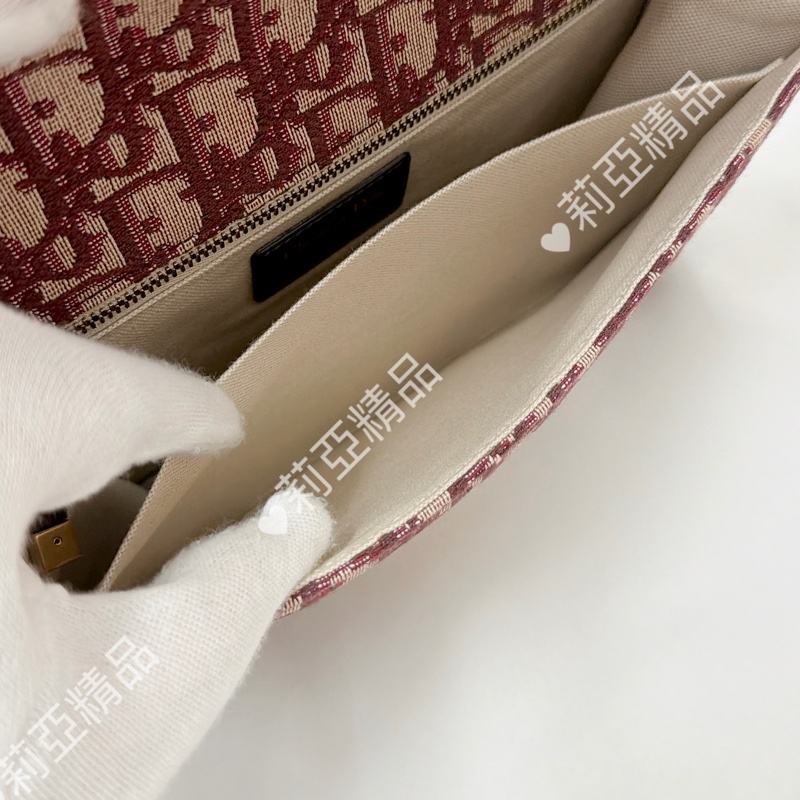 莉亞精品♡ Dior 酒紅老花郵差包 二手美包-14