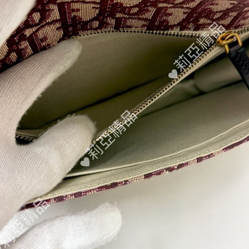 莉亞精品♡ Dior 酒紅老花郵差包 二手美包-15