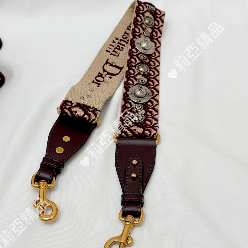 莉亞精品♡ Dior 酒紅老花郵差包 二手美包-17