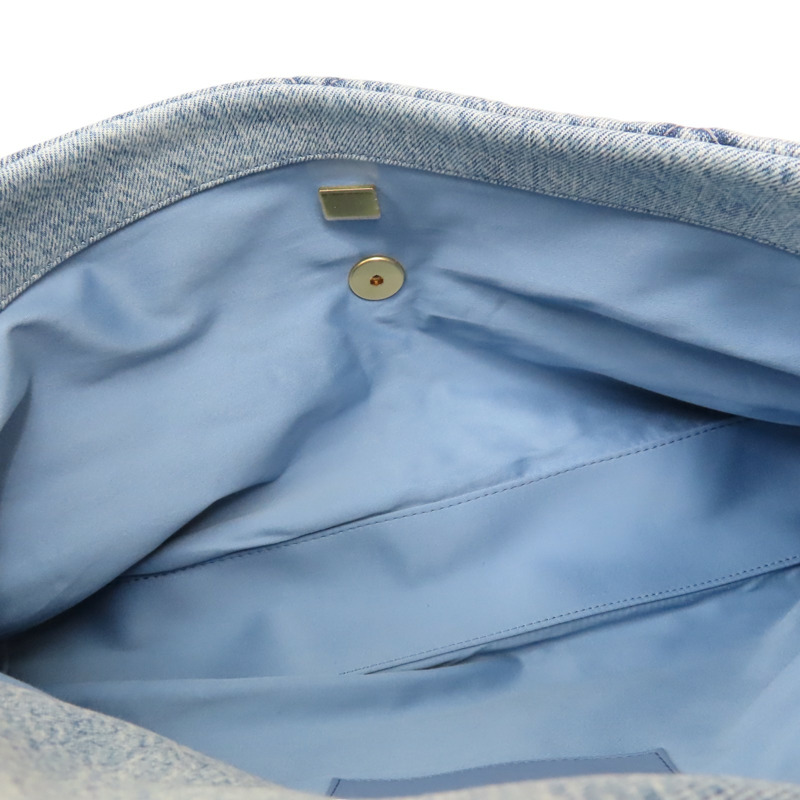 藍色 單寧布 Maxi 鍊帶 翻蓋包 金扣【CHANEL 香奈兒】 AS5727-4