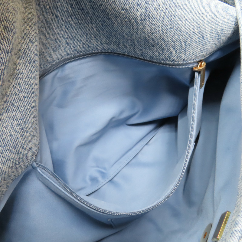 藍色 單寧布 Maxi 鍊帶 翻蓋包 金扣【CHANEL 香奈兒】 AS5727-6