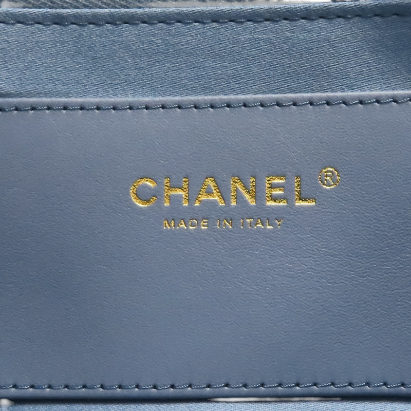 藍色 單寧布 Maxi 鍊帶 翻蓋包 金扣【CHANEL 香奈兒】 AS5727-9