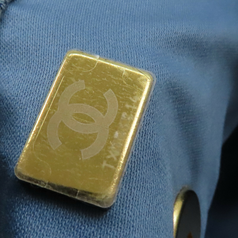 藍色 單寧布 Maxi 鍊帶 翻蓋包 金扣【CHANEL 香奈兒】 AS5727-10