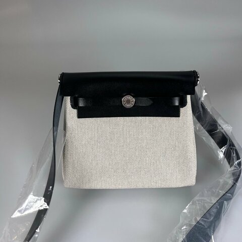 全新品 HERMES K刻 黑白帆布HERBAG MINI