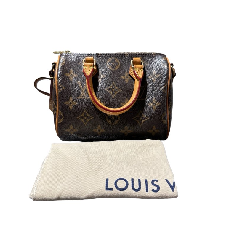 Used LOUIS VUITTON Monogram Speedy Nano Cross Body Bag Brown GHW-6