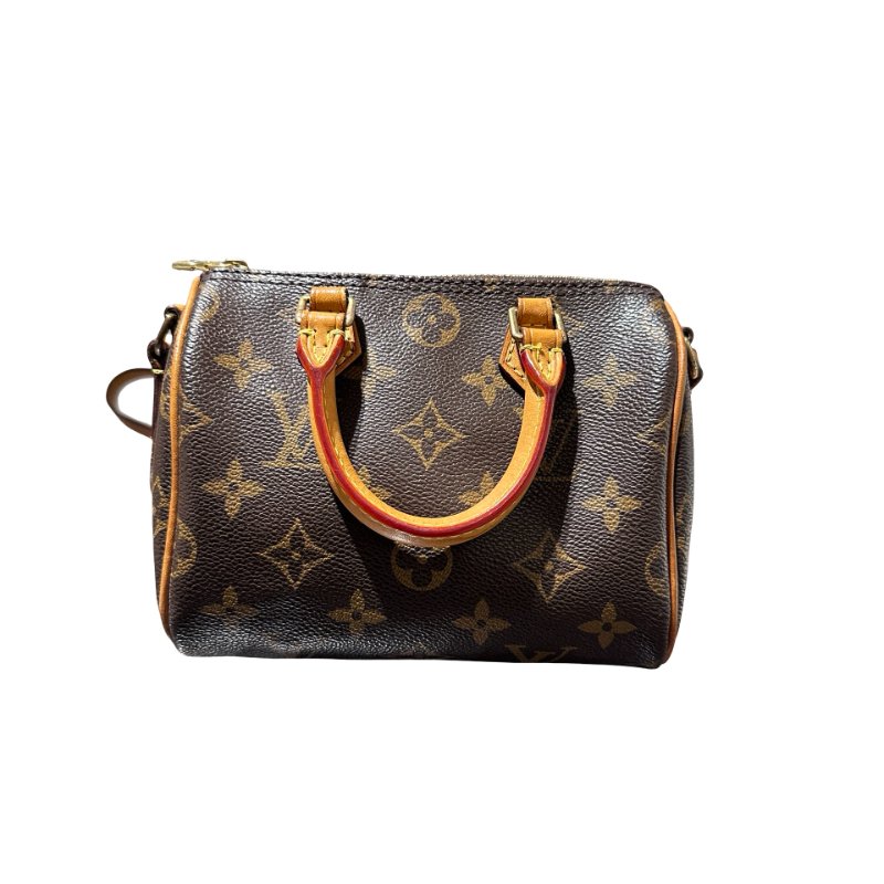 Used LOUIS VUITTON Monogram Speedy Nano Cross Body Bag Brown GHW-11