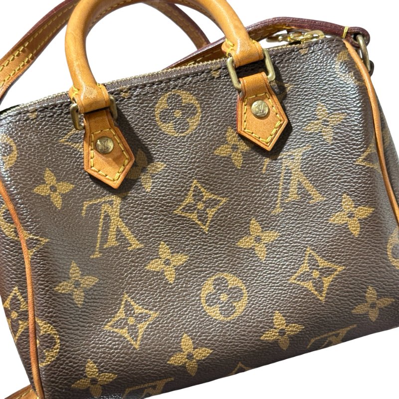 Used LOUIS VUITTON Monogram Speedy Nano Cross Body Bag Brown GHW-13