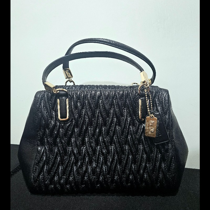 Coach Madison 黑色抓皺皮革手

提/肩背兩用包（型號 F49723）-5