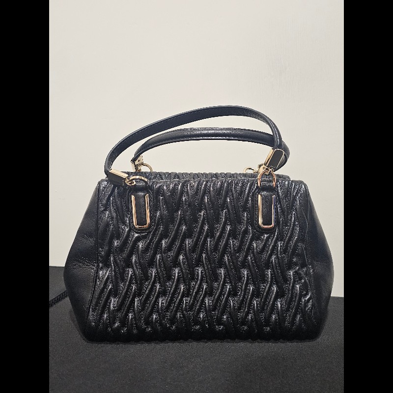 Coach Madison 黑色抓皺皮革手

提/肩背兩用包（型號 F49723）-6