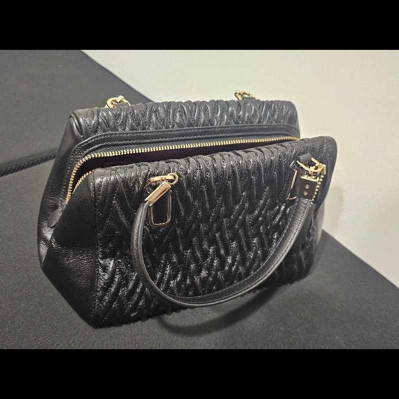 Coach Madison 黑色抓皺皮革手

提/肩背兩用包（型號 F49723）-9