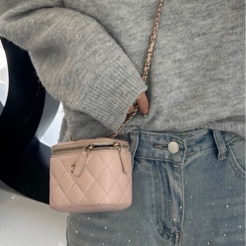 【91新 ✨ 全網最低價！】Chanel香奈兒 櫻花粉 金扣 小盒子 荔枝牛皮 （下單前先詢問庫存❗️）-0