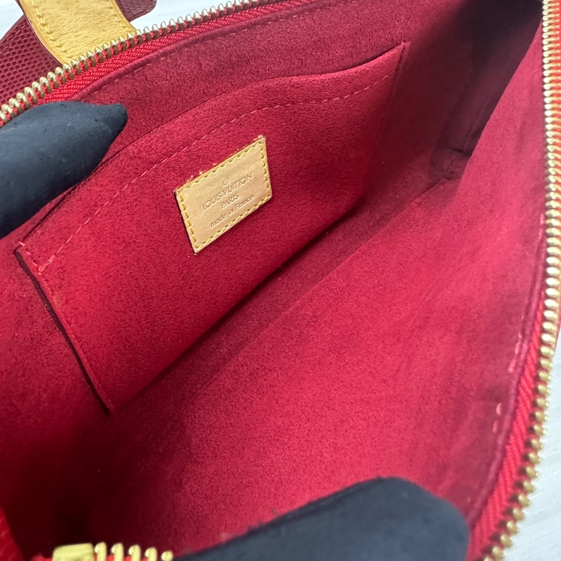 路易威登 /Louis Vuitton LV村上隆聯名 金扣棕色櫻桃圖案蜥蜴皮拼色單肩包26x2x12cm-9