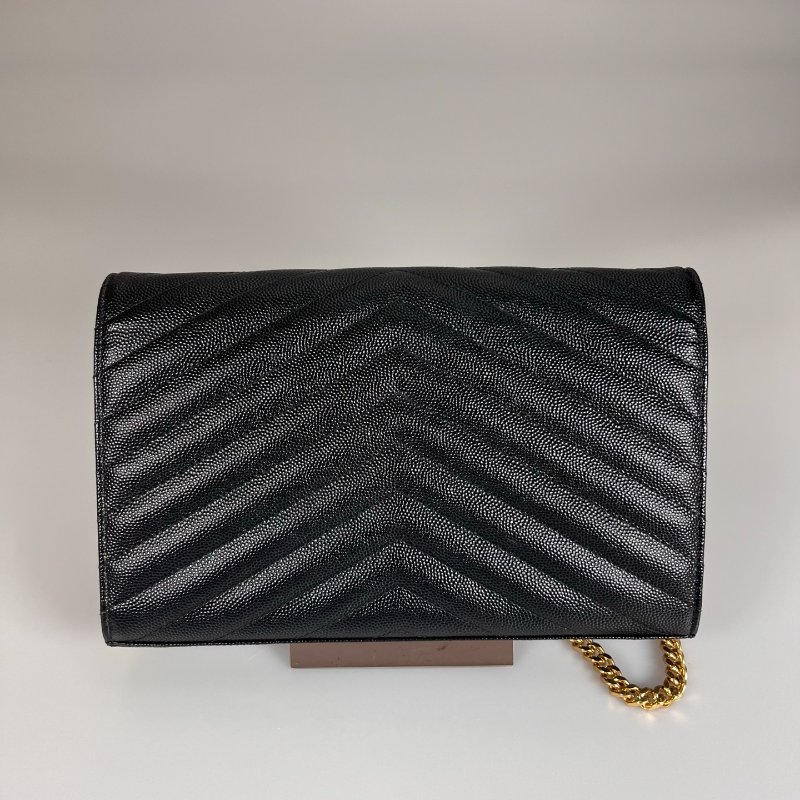 YSL 377828 黑魚子醬WOC 金鍊包 22CM-1